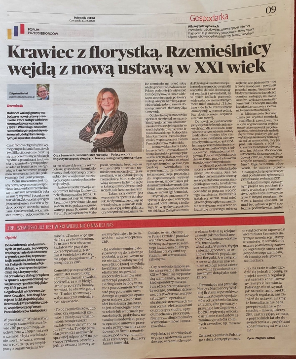 O reformie rzemiosła w Dzienniku Polskim